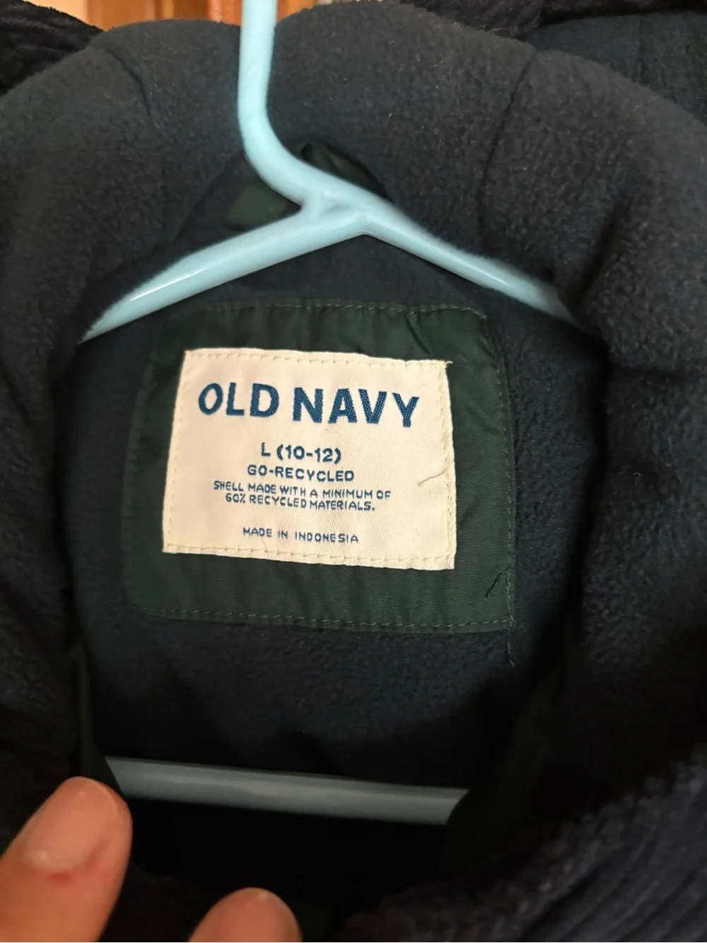 Old Navy Dark Green Puffer Jacket with Black Corduroy Yoke